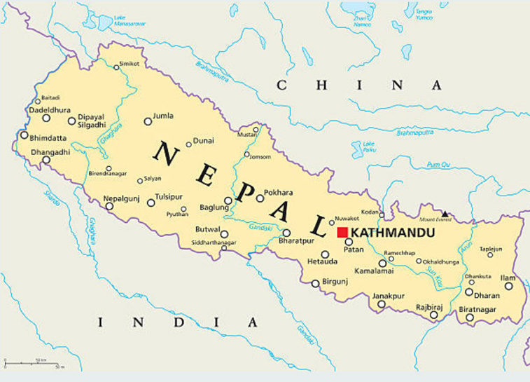 map of Nepal showing various states where Adhvan Holidays offer holidays